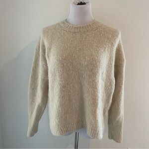 Free People Women’s Small Fuzzy Sweater Cream Knit Pullover Alpaca Wool Blend